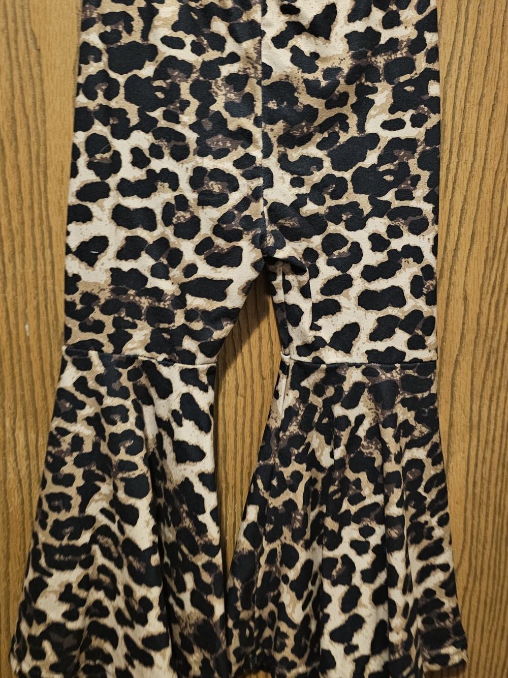 SHEIN Leopard-Print Flared Kids Pants in Tan and Black